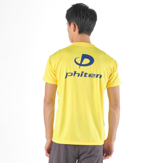 Phiten T Shirt Raku Shirt Unisex 100% Polyester Dilaw at Navy