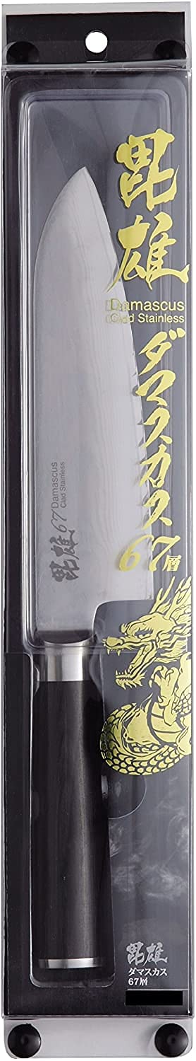 Pearl Metal 67-Layer Damascus Santoku Knife  165mm Blade — Hiyuu (F-2349)  Silver