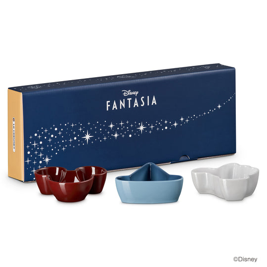 Le Creuset Fantasia mini dish set 3 pieces White Luster Chambray Garnet