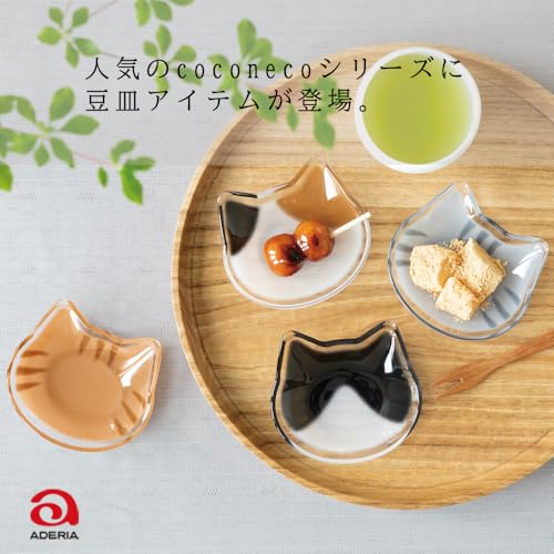 ADERIA Coconeco Glass Small Plate Handmade Cat Shape Mikeneko 6831 Made in Japan - WAFUU JAPAN