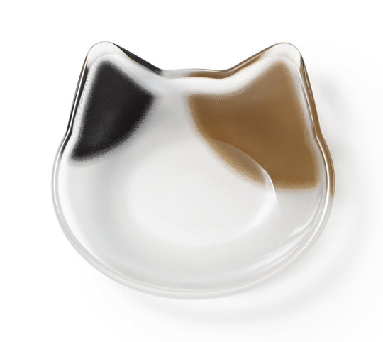 ADERIA Coconeco Glass Small Plate Handmade Cat Shape Mikeneko 6831 Made in Japan - WAFUU JAPAN