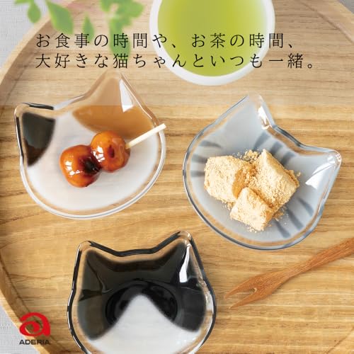 ADERIA Coconeco Glass Small Plate Handmade Cat Shape Mikeneko 6831 Made in Japan - WAFUU JAPAN