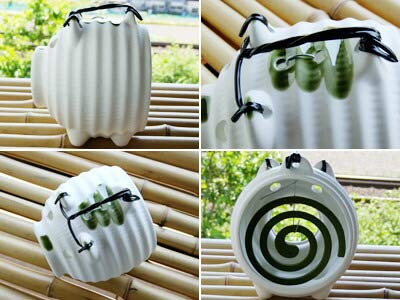 Bankoyaki Katori Senko Mini Mosquito Coil Holder Pig Design Stand White 08853 11cm - WAFUU JAPAN