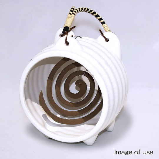 Bankoyaki Katori Senko Mini Mosquito Coil Holder Pig Design Stand White 08853 11cm - WAFUU JAPAN