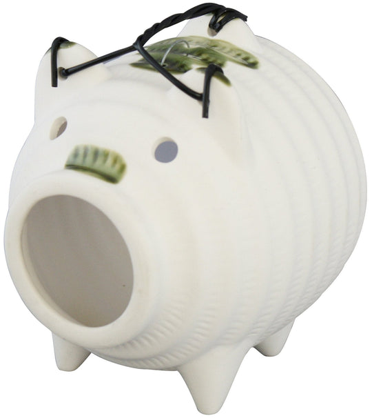 Bankoyaki Katori Senko Mini Mosquito Coil Holder Pig Design Stand White 08853 11cm - WAFUU JAPAN