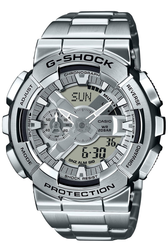 Casio G - Shock GM - 110D - 8AJF Metal Covered Silver Watch for Men - WAFUU JAPAN