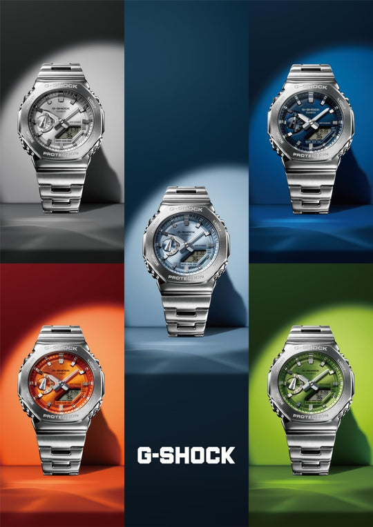 Casio G - Shock GM - 2110D - 3AJF Metal Bezel Silver Band Watch for Men - WAFUU JAPAN