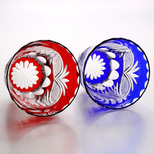 Edo Kiriko Pair Glasses Set Shochu Tumbler with Decorative Pattern TO - 9 - 10 290ml Japan - WAFUU JAPAN