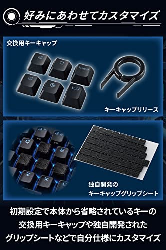 ELECOM Gaming Keyboard V-custom VK300C Wired RGB Tenkeyless Mechanical Neo Clutch Keycap Blue Axis Clicky TK-VK300CBK - WAFUU JAPAN