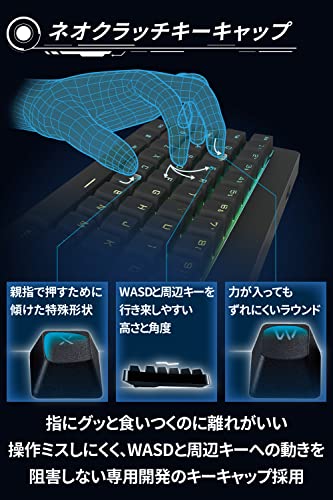 ELECOM Gaming Keyboard V-custom VK300C Wired RGB Tenkeyless Mechanical Neo Clutch Keycap Blue Axis Clicky TK-VK300CBK - WAFUU JAPAN