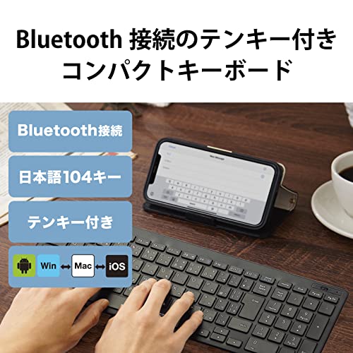 ELECOM Keyboard Bluetooth Pantograph Compact Keyboard for Windows Mac iOS Android TK-FBP101BK - WAFUU JAPAN