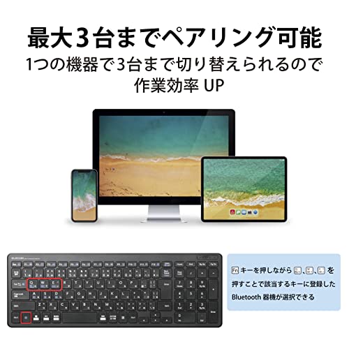 ELECOM Keyboard Bluetooth Pantograph Compact Keyboard for Windows Mac iOS Android TK-FBP101BK - WAFUU JAPAN
