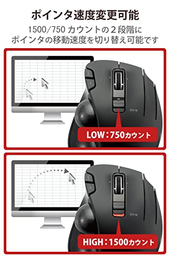 Elecom Mouse Wireless (Receiver Included) Trackball 6 Buttons Black M-XT3DRBK - WAFUU JAPAN