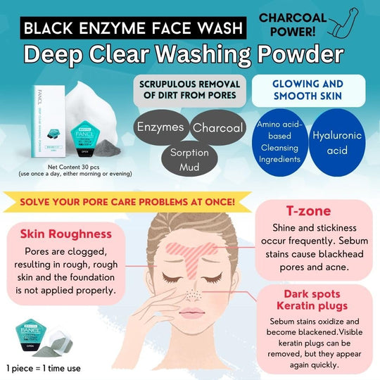 FANCL Deep Clear Enzyme Face Wash Powder 30 Pack Pore Cleansing - WAFUU JAPAN