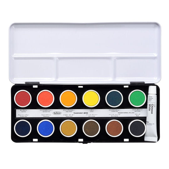 Holbein Solid Watercolor Cake Set 12 Transparent Colors C010 02010 - WAFUU JAPAN