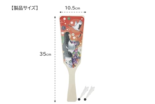 Ikeda Kogyo Monogatari Hagoita Paddle Set with 2 Feathers Kaguya Tsuru 000055030 - WAFUU JAPAN