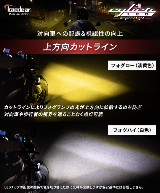 Kaedear Bike LED Fog Lamp Dual 30W 6000K White 6000 Lumens KDR - K10 - W30 - WAFUU JAPAN