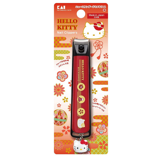 KAI Kitty Japanese Camellia Curved Blade Nail Clipper M Size Made in Japan - WAFUU JAPAN