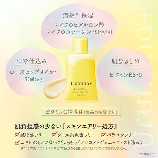KOSE URUMINA PLUS Fresh Glossy Skin Oshiroi Milky Lotion Oil Block 01 (Yellow) - WAFUU JAPAN
