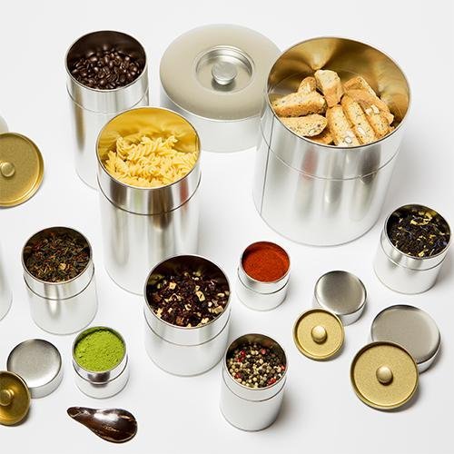 Koto - do Takahashi Seisakusho Tea Canister Flat Tin 200g ZA17 - WAFUU JAPAN