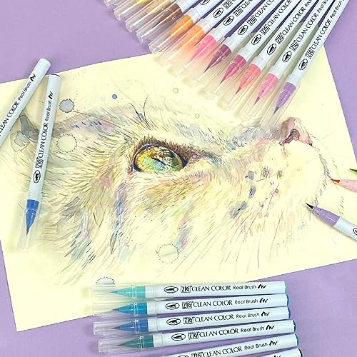 Kuretake Brush pen aqueous ZIG clean color real brush 30 colors RB-6000AT/30VA - WAFUU JAPAN