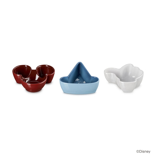 Le Creuset Fantasia mini dish set 3 pieces White Luster Chambray Garnet - WAFUU JAPAN