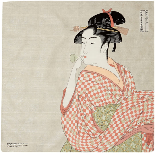 Maruzen Japanese Cotton Furoshiki Utamaro Glass Pattern 50x50cm No107 - WAFUU JAPAN