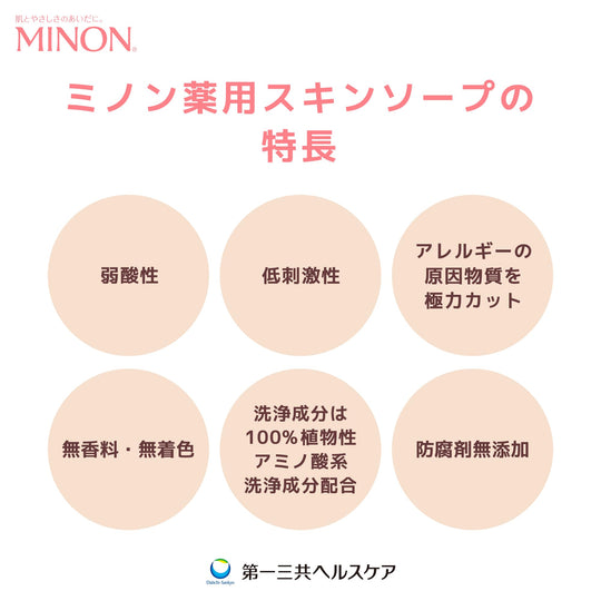 Minon Medicated Skin Soap Mild Acidic Formula Low Irritation 80g Solid Soap - WAFUU JAPAN