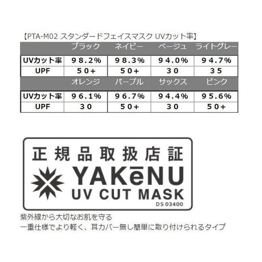 PDP Yakeenu UV Protection Face Mask Breathable Washable PTA - M02 - WAFUU JAPAN
