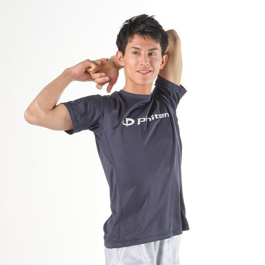 Phiten T-Shirt Raku Shirt Navy White - WAFUU JAPAN