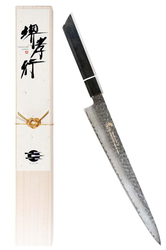 SAKAI Takayuki Senkuro Damascus Musubiki 240mm V-gold No.10 vg10 33-layer (Model No. s24003) - WAFUU JAPAN