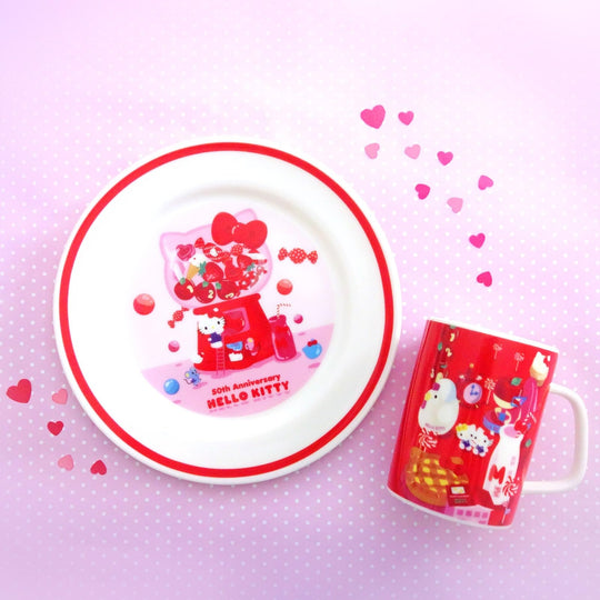 Sanrio Hello Kitty 50th Anniversary Plate 19 5cm Microwave Dishwasher Safe 310133 - WAFUU JAPAN
