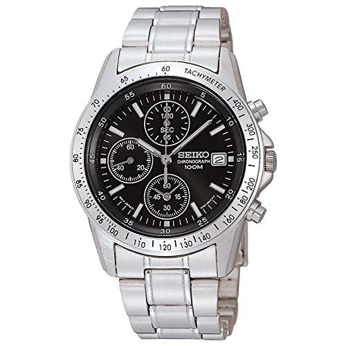 SEIKO Chronograph SND367PC Men's Watch Black Silver - WAFUU JAPAN