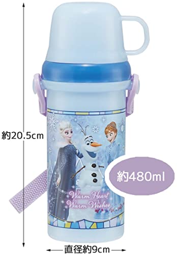 Skater Disney Anna and the Snow Queen Children's Water Bottle 480ml PSB5KD-A - WAFUU JAPAN