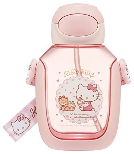 Skater Water Bottle with Straw 530ml Hello Kitty PDSH6DX-A - WAFUU JAPAN