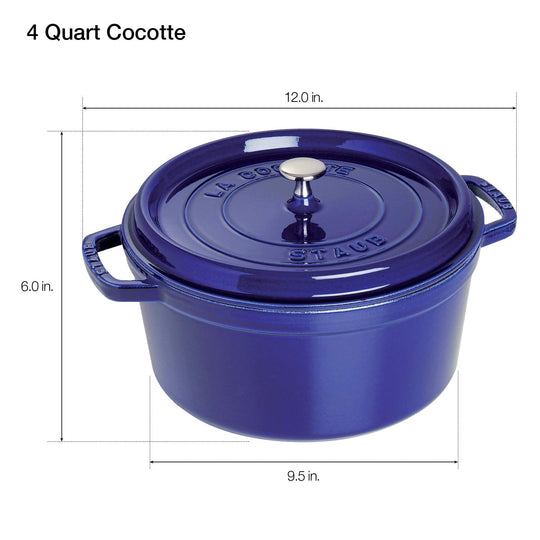 Staub Cocotte Round Blue Model 1102491 4 Quart Capacity - WAFUU JAPAN