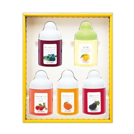 SUGI BEE GARDEN SBG Honey Fruit Syrup Set Yuzu Blueberry Acerola Mango Kyoho Grape AMG5P - WAFUU JAPAN