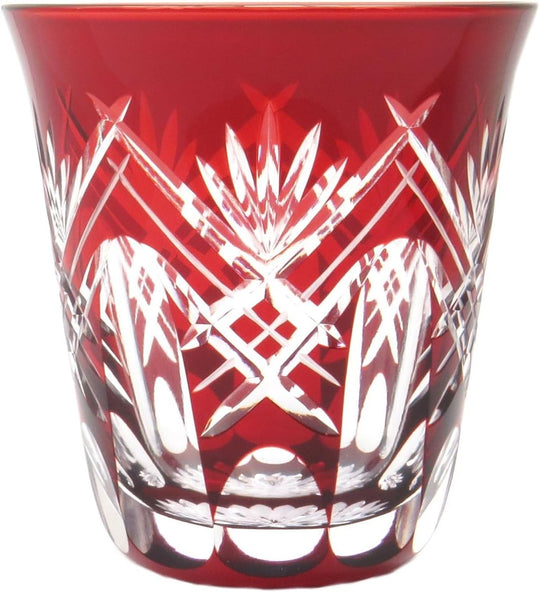 Sumida Edo Kiriko Glass Shochu Tumbler Gift Box KY - 33 Red 290ml Japan Made - WAFUU JAPAN