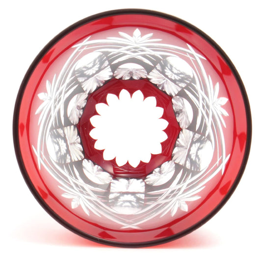 Sumida Edo Kiriko Glass Shochu Tumbler Gift Box KY - 33 Red 290ml Japan Made - WAFUU JAPAN