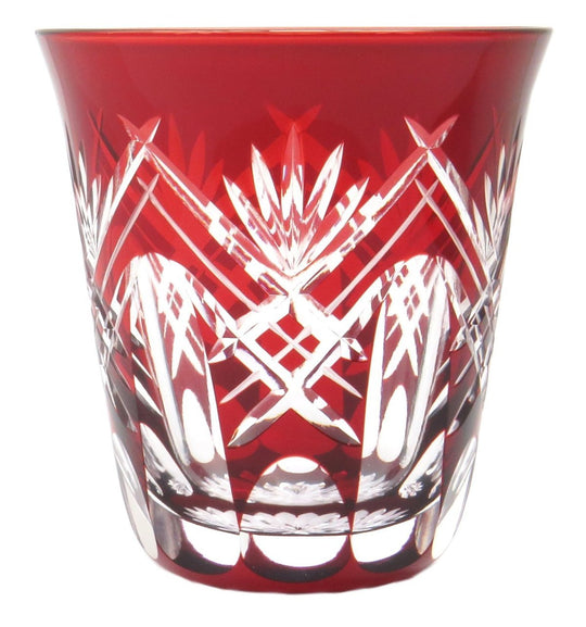 Sumida Edo Kiriko Glass Shochu Tumbler Gift Box KY - 33 Red 290ml Japan Made - WAFUU JAPAN