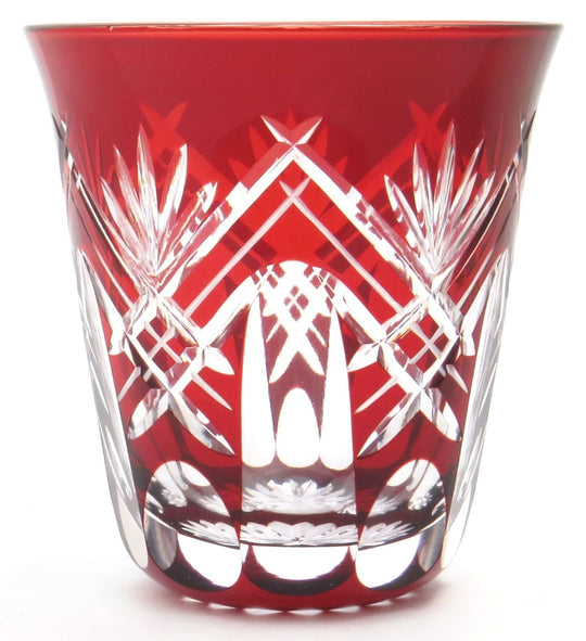 Sumida Edo Kiriko Glass Shochu Tumbler Gift Box KY - 33 Red 290ml Japan Made - WAFUU JAPAN