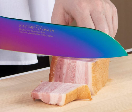 Sumikama Kasumi SAntoku knife titanium coated 180mm Made in Japan 22018/RA - WAFUU JAPAN