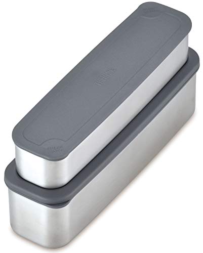 Thermos 2-Tier Bento lunch box Stainless steel DSA-804W BKBD - WAFUU JAPAN