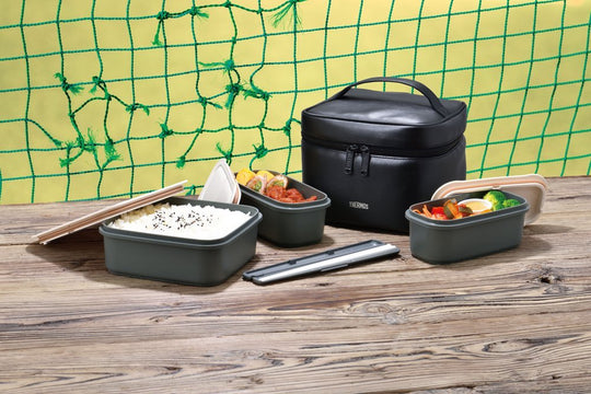 Thermos Lunch Box 2-Tier Large 1.8L Black DJF-1800 BK - WAFUU JAPAN