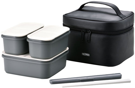 Thermos Lunch Box 2-Tier Large 1.8L Black DJF-1800 BK - WAFUU JAPAN