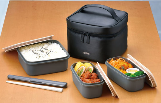 Thermos Lunch Box 2-Tier Large 1.8L Black DJF-1800 BK - WAFUU JAPAN