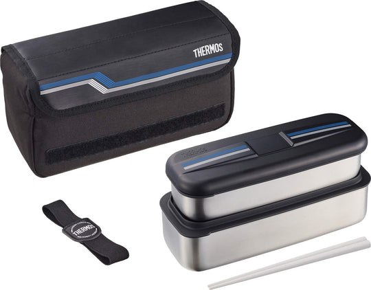 Thermos Lunch Box Stainless Steel Fresh Lunch Box 1100ml Black DSD-1104W L-BK - WAFUU JAPAN