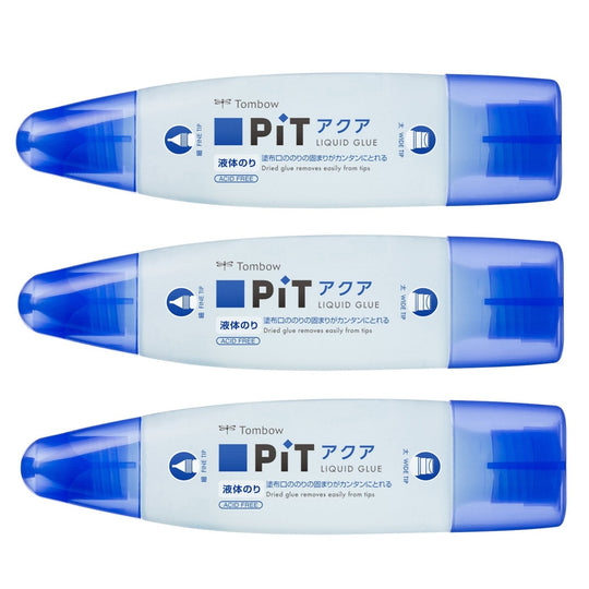 Tombow Liquid Glue Twin Tip Aqua Pit 3 Pack HCA - 311 - WAFUU JAPAN