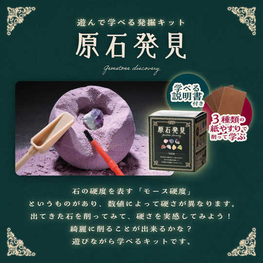 Treasure Excavation Kit 2pcs Raw Gemstone Fossil Toy Set - WAFUU JAPAN