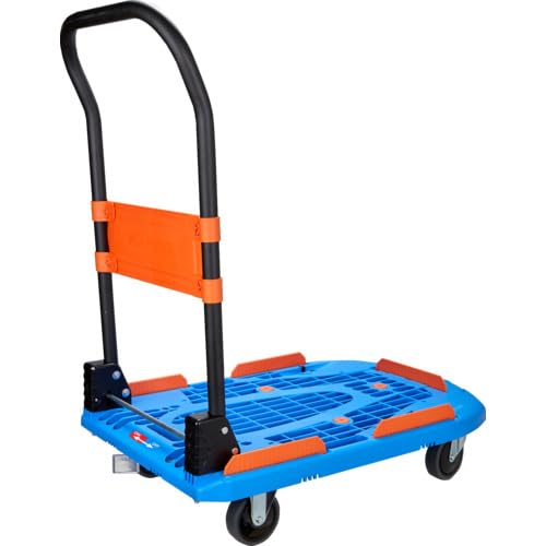 TRUSCO Kartio Folding Plastic Platform Truck 780×490 mm Blue with Stopper - WAFUU JAPAN